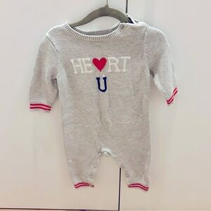 Baby Gap boy girl grey heart you cotton knit onesie 6-12 months